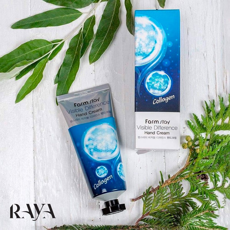 کرم دست کلاژن فارم استی مدل ویزیبل دیفرنس(Visible Difference) حجم 100 میل Farm Stay Visible Difference Hand Cream Collagen 